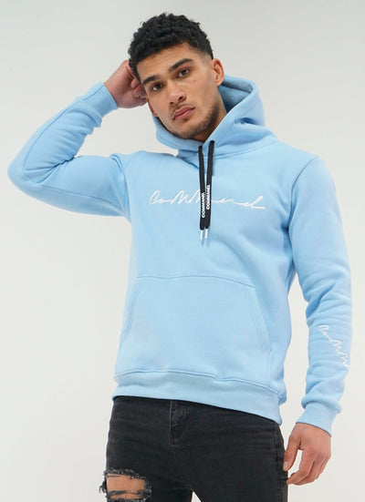 BABY BLUE CURSIVE HOODIE