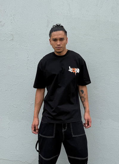 BLACK/ORANGE OVERSIZED STREET MONARCH T-SHIRT