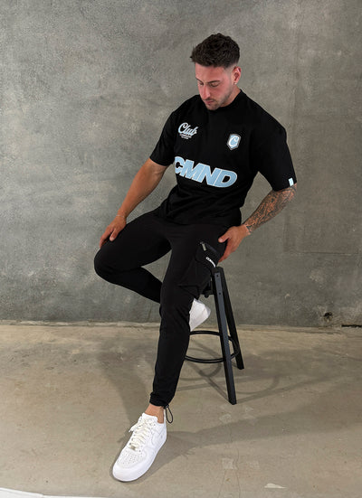 BLACK/BLUE OVERSIZED CLUB JERSEY T-SHIRT