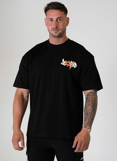 BLACK/ORANGE OVERSIZED STREET MONARCH T-SHIRT