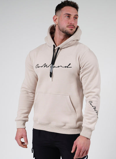 BEIGE CURSIVE HOODIE