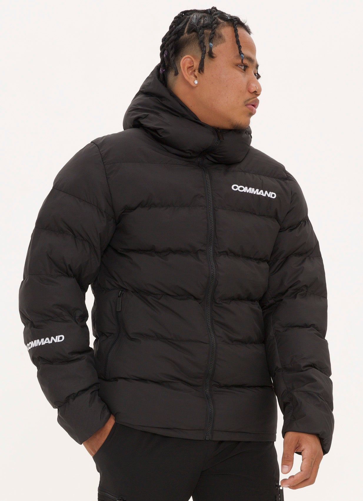 BLACK LIGHTWEIGHT PUFFER JACKET