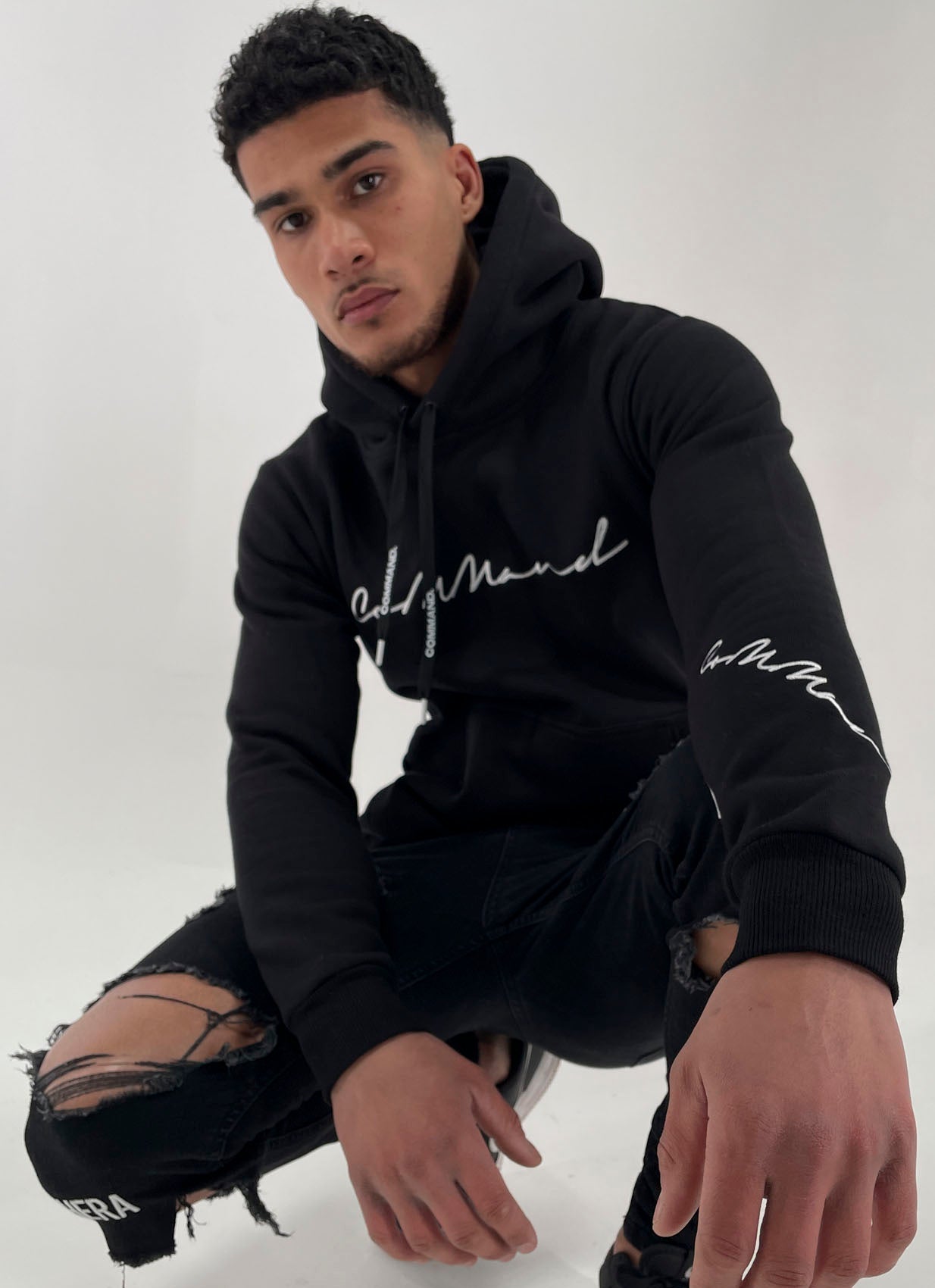 BLACK CURSIVE HOODIE