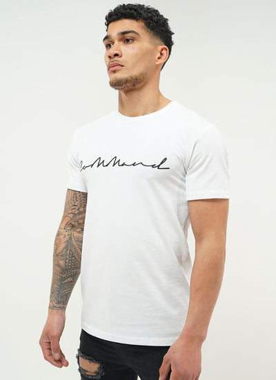 WHITE CURSIVE T-SHIRT