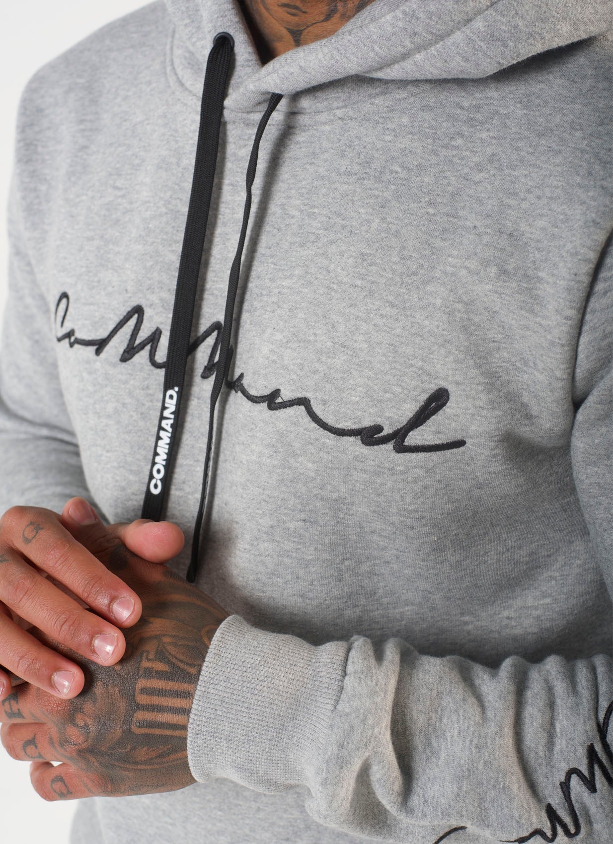 GREY CURSIVE HOODIE